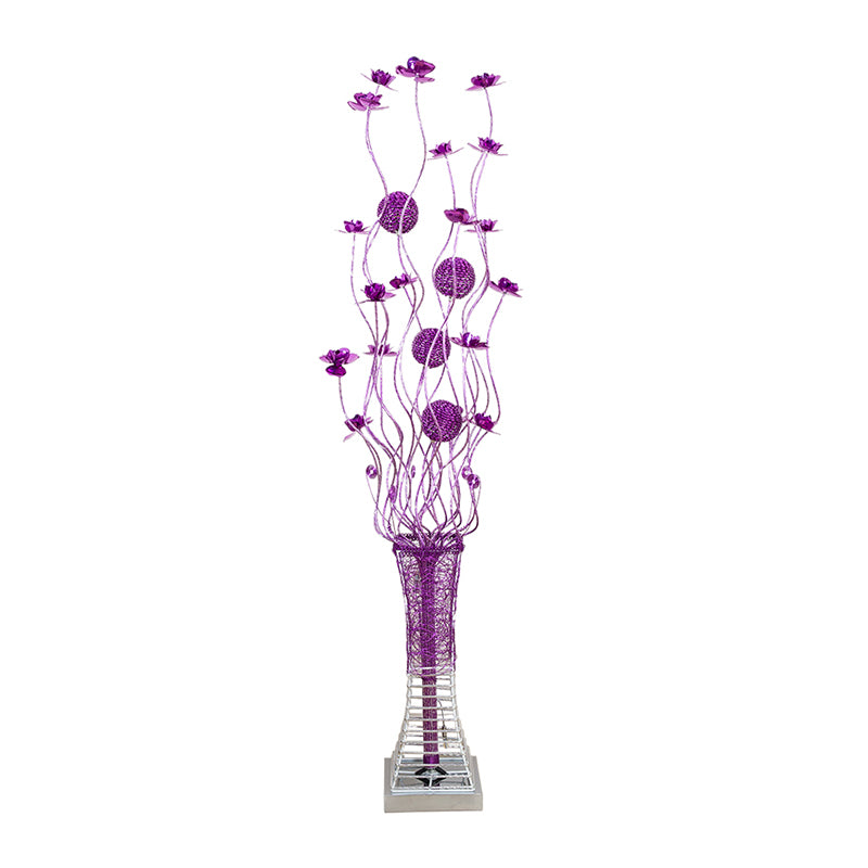 Purple Led Floor Lamp Art Decor Aluminium Pagode Bloemvloer Standlicht met takje Design