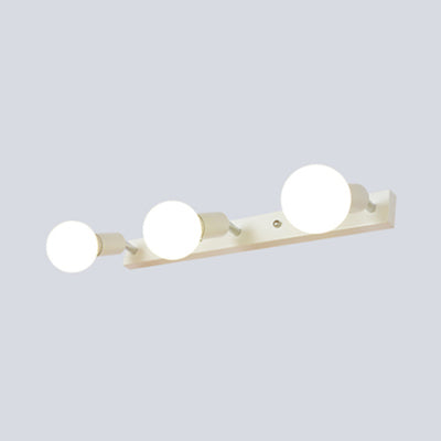 3/4 cabezas de iluminación de tocador de dormitorio con bombilla expuesta de estilo simple metal en blanco/blanco Lámpara de apliques de pared