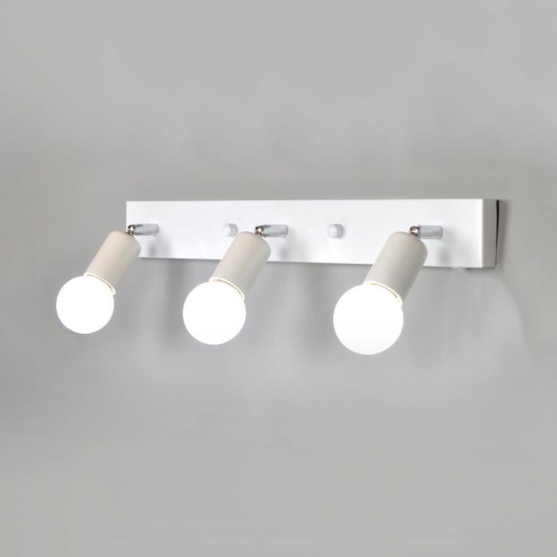 3/4 cabezas de iluminación de tocador de dormitorio con bombilla expuesta de estilo simple metal en blanco/blanco Lámpara de apliques de pared