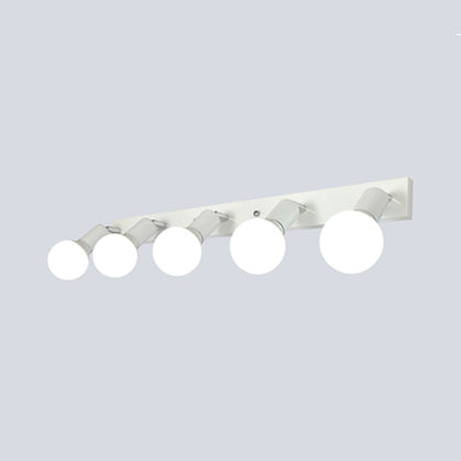 3/4 cabezas de iluminación de tocador de dormitorio con bombilla expuesta de estilo simple metal en blanco/blanco Lámpara de apliques de pared