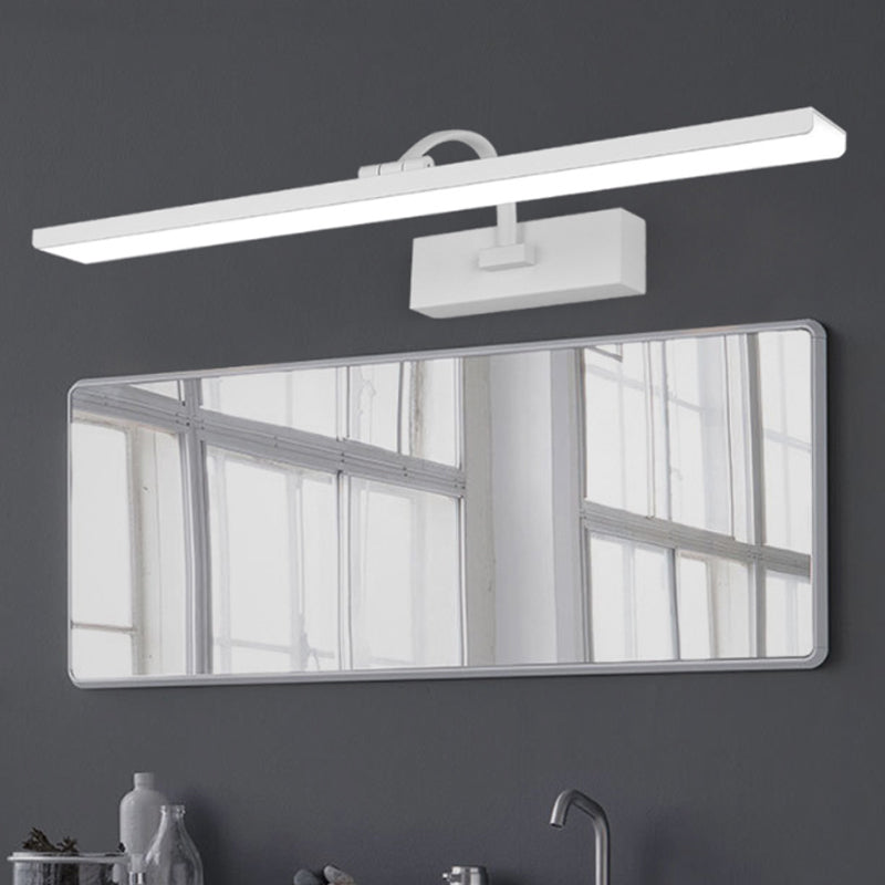 Rectángulo blanco Tocador de tocador Disparo de pared LED moderno Lucina montada en la pared acrílica con brazo curvo para baño, 16 "/24" W