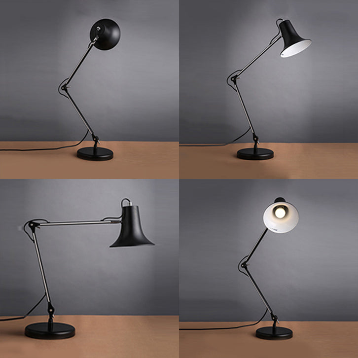 Bell Shaped Desk Lamp Contemporary Stylish Metal 1 Light Study Room Adjustable Desk Lighting in Black