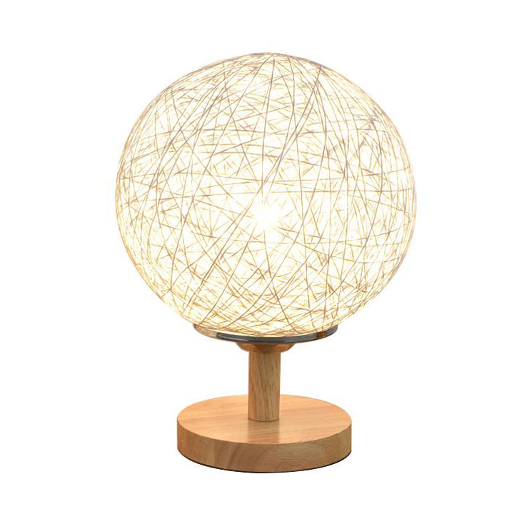 Rattan handgewebte Tischlampe zeitgemäß 6 "/7" W 1 Glühbirnen weiß/rotes Tischlicht mit globaler Schatten und Holzbasis