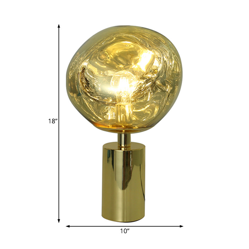 Modernist Style Molten Table Lighting Silver/Gold Hand-Blown Glass 1 Head Living Room Table Lamp