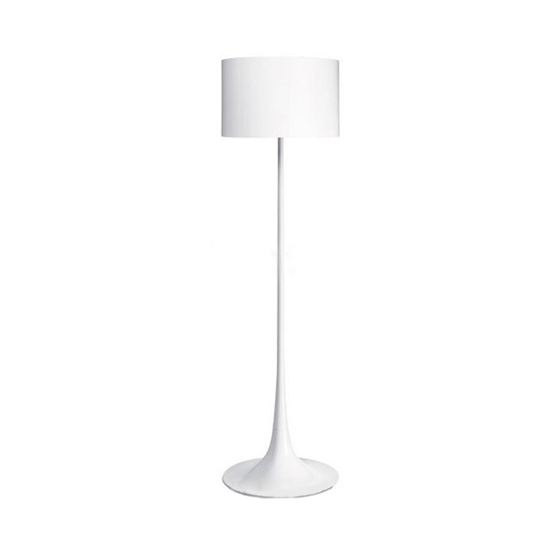 Lampadaire à ombre à tambour noir / blanc style moderne 1 lumière de plancher en aluminium pour le salon, 12 "/ 16" de largeur