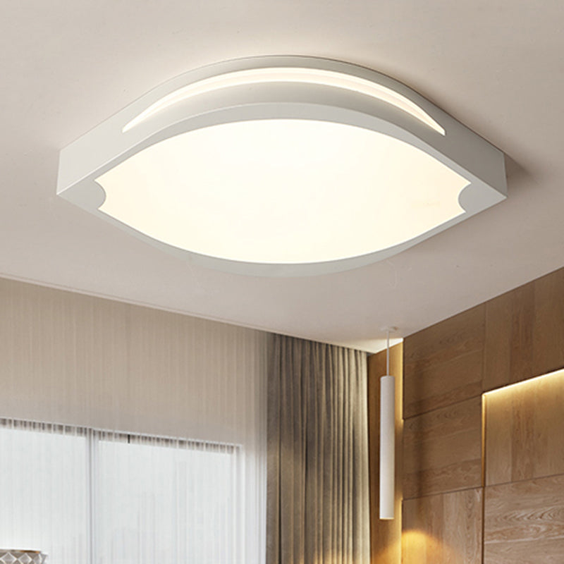 Plafonnier contemporain en forme de feuille, 23,5 "/ 27,5" de diamètre, LED en acrylique, luminaire suspendu en blanc, éclairage chaud/blanc