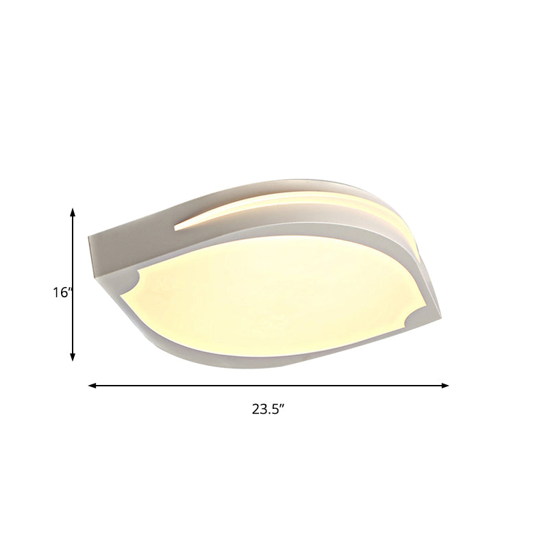 Contemporary Leaf Shaped Ceiling Light 23.5"/27.5" Dia LED Acrylic Flush Pendant Light in White, Warm/White Lighting