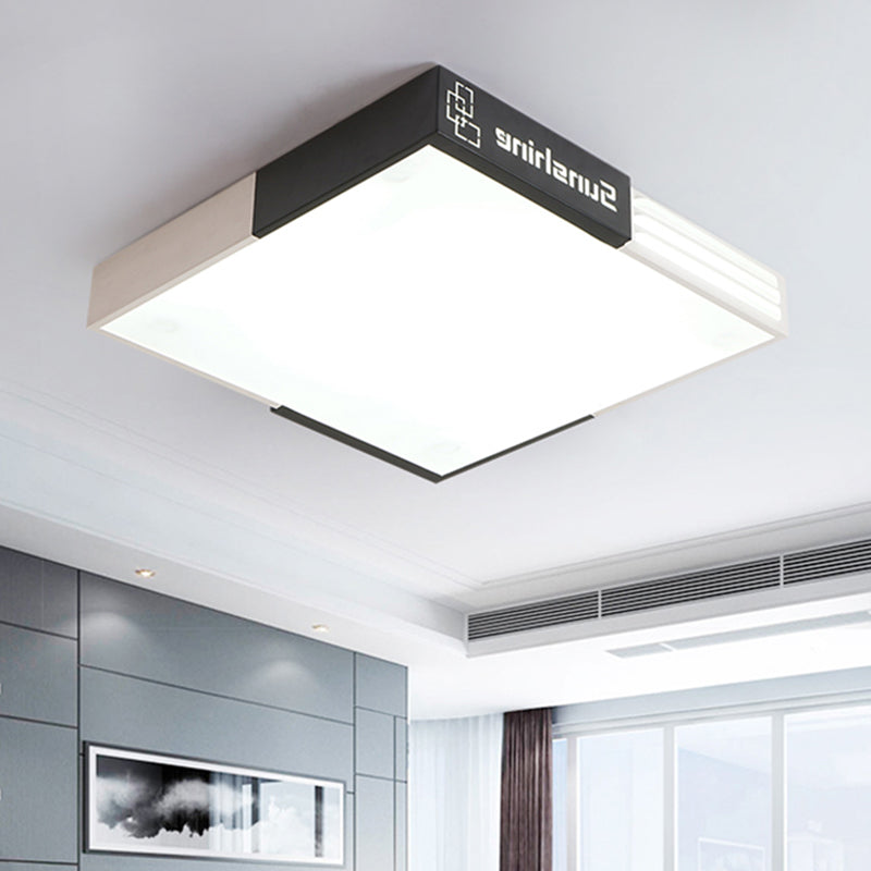 19.5 "/23.5" W Quadrato Acrilico Soffitto Illuminazione Moderna LED Living Room Flush Mount Illuminazione in Bianco