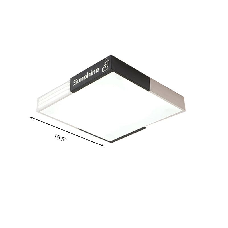 Iluminación de techo acrílica cuadrada de 19,5"/23,5" W, iluminación LED moderna de montaje empotrado para sala de estar en blanco