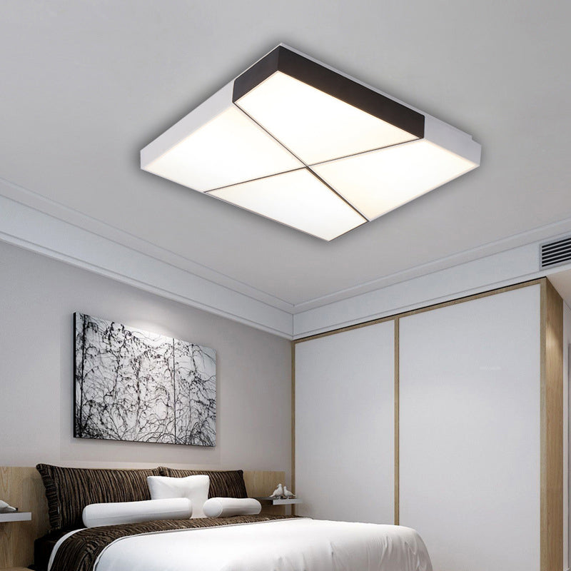 Luz LED cuadrada de montaje en techo, iluminación empotrada de acrílico blanco contemporáneo para dormitorio