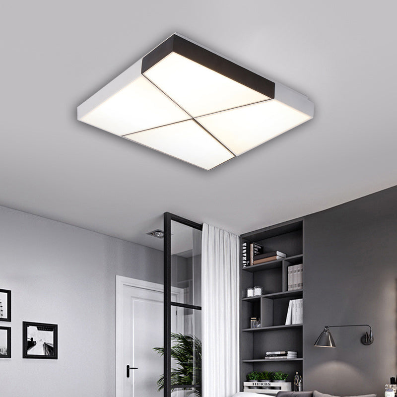 Luz LED cuadrada de montaje en techo, iluminación empotrada de acrílico blanco contemporáneo para dormitorio