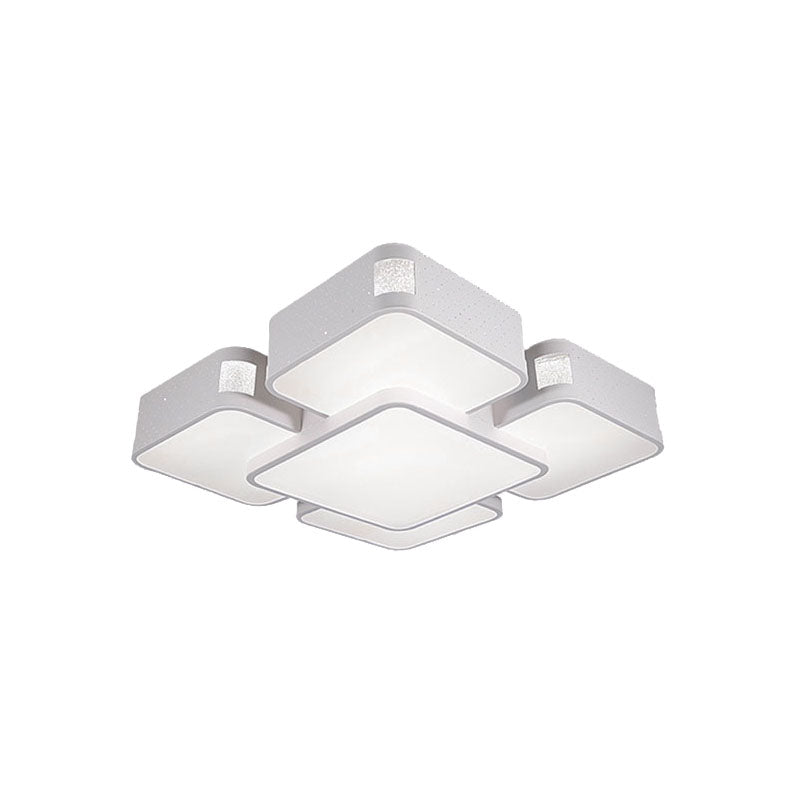 24"/37" Wide Square Ceiling Mounted Light Contemporary Acrylic LED White Flush Pendant Light