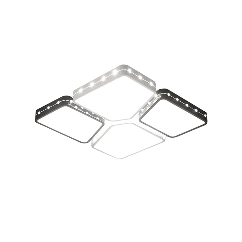 Illuminazione da incasso per camera da letto quadrata in acrilico 19,5"/23,5" W LED in stile modernista Lampada da soffitto in bianco, luce calda/bianca