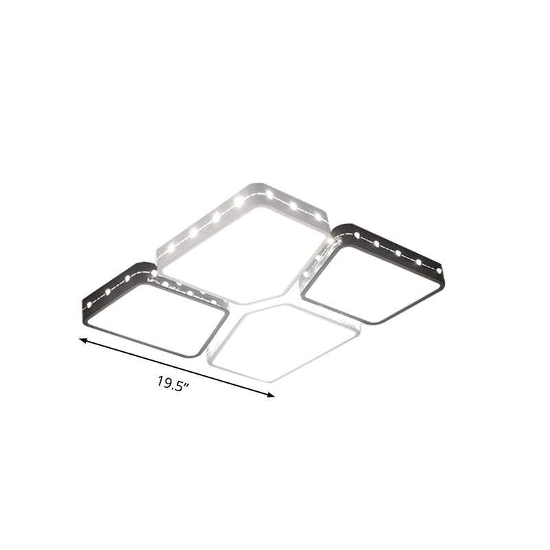 Illuminazione da incasso per camera da letto quadrata in acrilico 19,5"/23,5" W LED in stile modernista Lampada da soffitto in bianco, luce calda/bianca