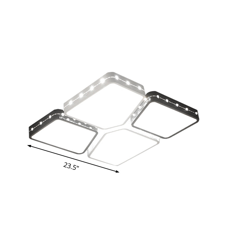 Quadratische Schlafzimmer-Unterputzbeleuchtung aus Acryl, 19,5"/23,5" W LED-Deckenleuchte im modernistischen Stil in Weiß, warmweißes Licht