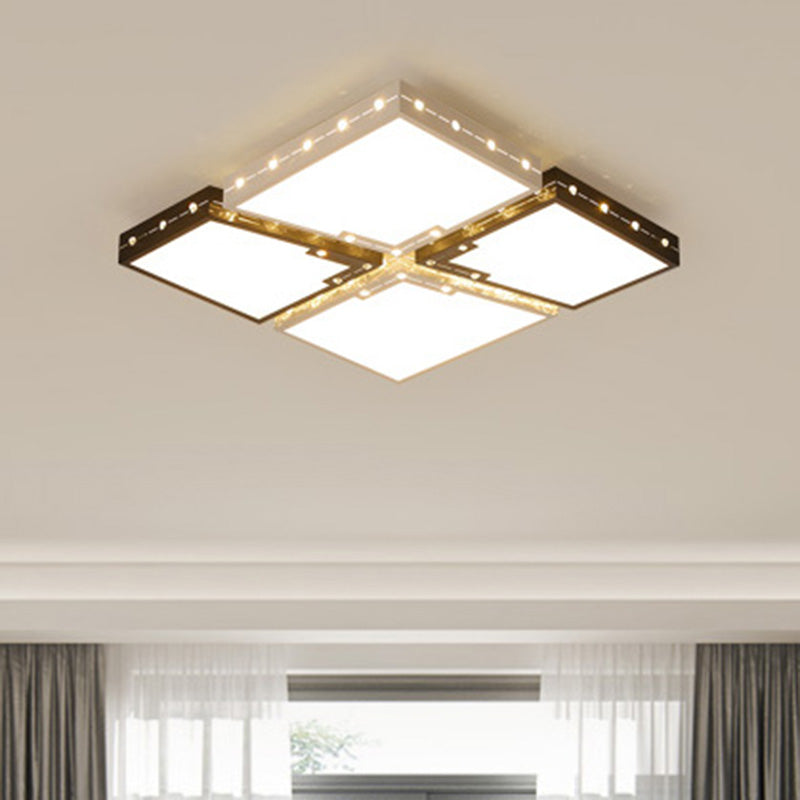 Luce a soffitto della camera da letto LED con l'ombra acrilica quadrata Black Flush Mount illuminazione in luce calda / bianca, 19,5 "/23,5" larghezza