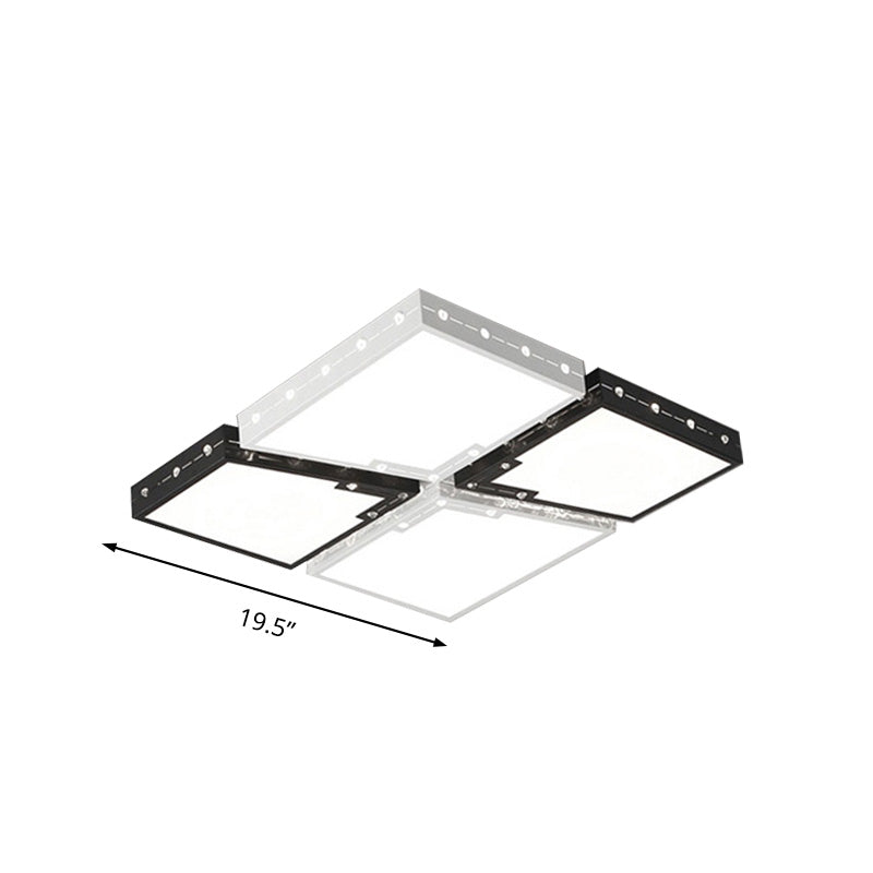 Luce a soffitto della camera da letto LED con l'ombra acrilica quadrata Black Flush Mount illuminazione in luce calda / bianca, 19,5 "/23,5" larghezza