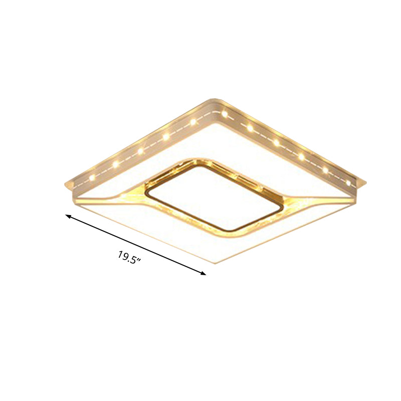 Lampada LED da soffitto per camera da letto con paralume acrilico quadrato Lampada da incasso bianca in luce bianca/calda, 19,5"/23,5" W