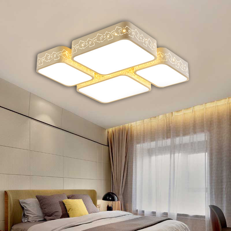 Modern LED Ceiling Flush Mount with Acrylic Shade White Squared Ceiling Light in Warm/White Lighting