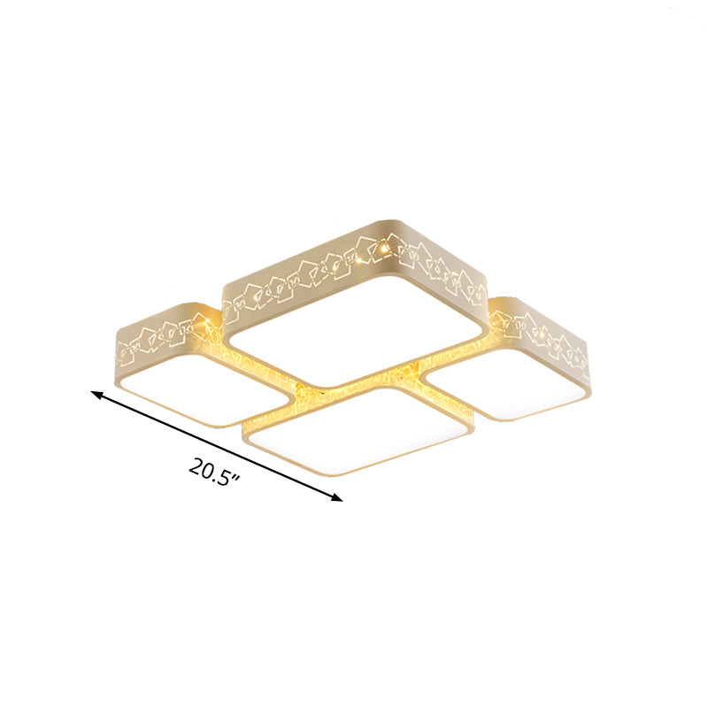 Moderno montaggio a incasso a soffitto a LED con paralume in acrilico Plafoniera quadrata bianca con illuminazione calda/bianca