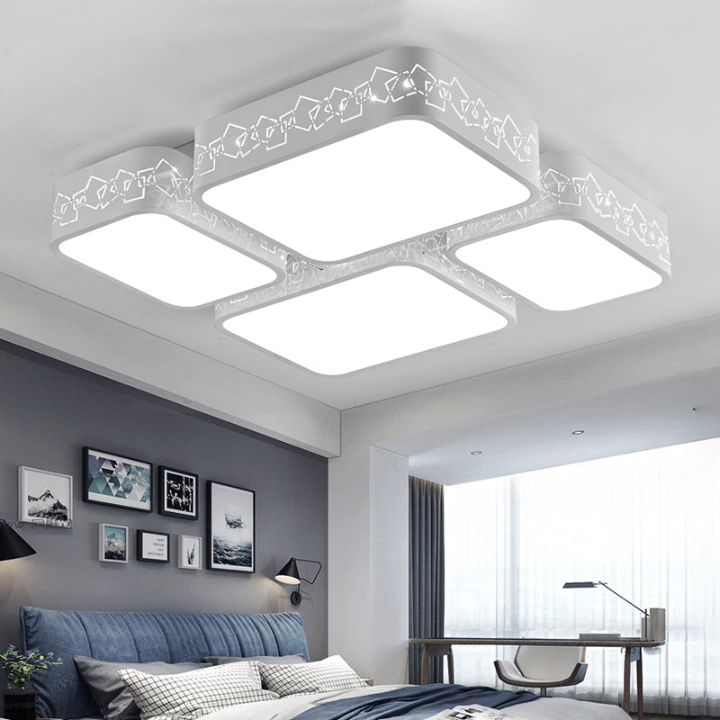 Modern LED Ceiling Flush Mount with Acrylic Shade White Squared Ceiling Light in Warm/White Lighting