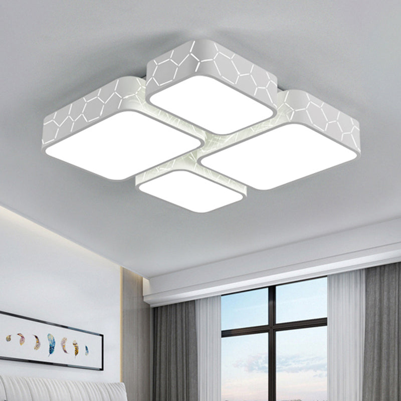 White Finish Square Ceiling Lighting Contemporary Warm/White Lighting LED Acrylic Flush Mount Light for Bedroom