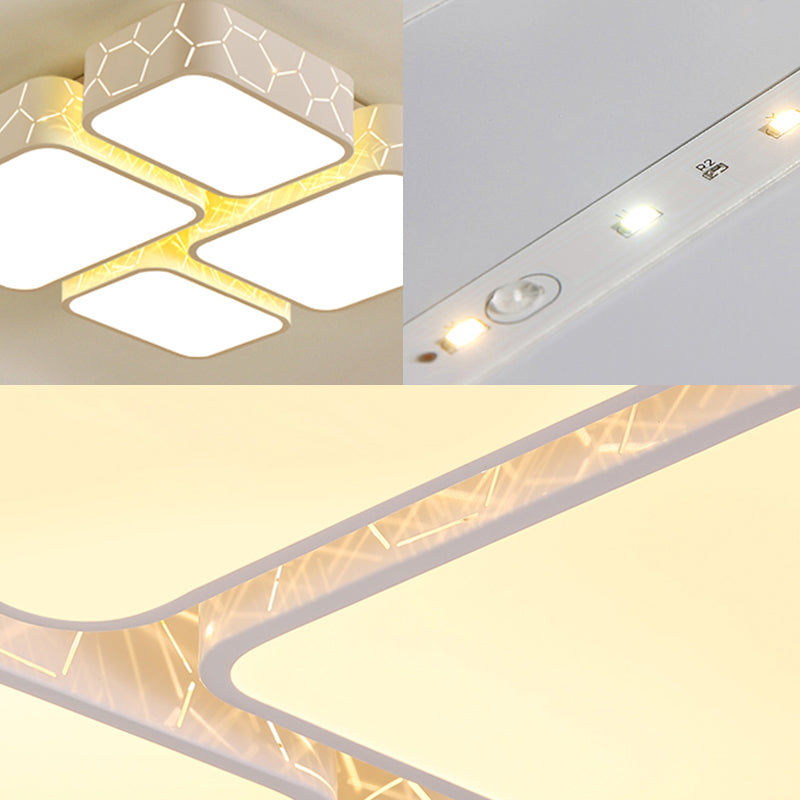 White Finish Square Ceiling Beleuchtung Zeitgenössische Warm/Weiß Beleuchtung LED Acryl Flush Mount Licht für Schlafzimmer