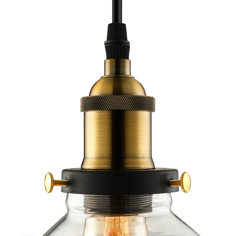 Grange Pendant Light Industrial 1 lumière 8 "/ 10" / 12 "de largeur de verre prismatique de largeur de verre en clair