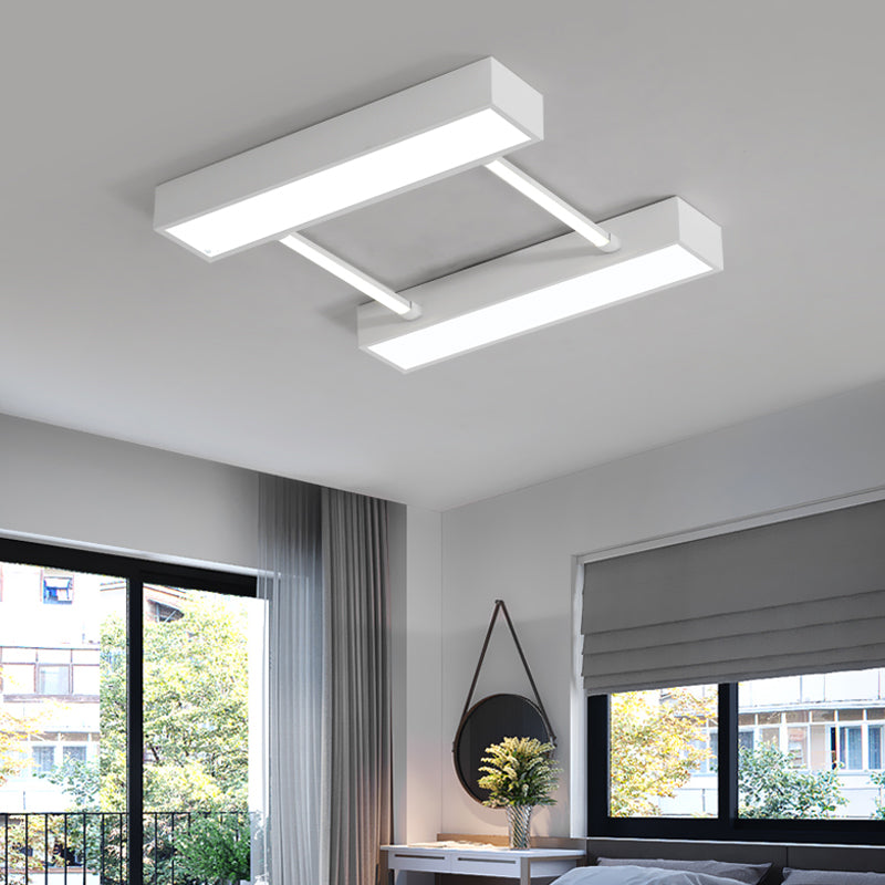 Parallèle Cuboïde Flush Mount Nordic Metal White / Black Integrated LED Ceiling Fixture for Bedroom in Warm / White, 16 "/19.5" /23.5 " W