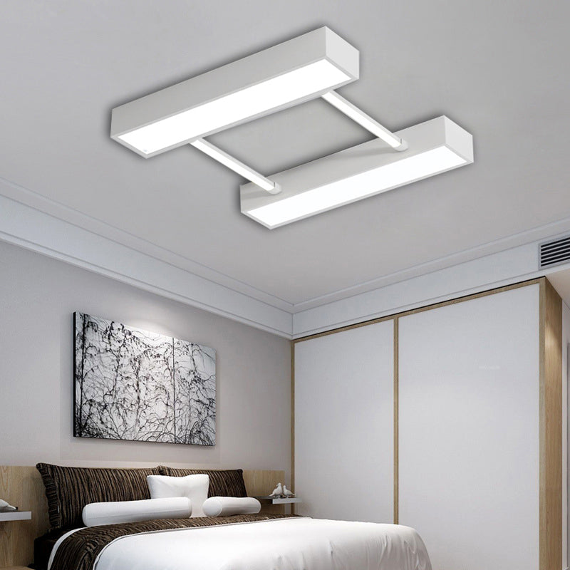 Parallel Cuboid Flush Mount Nordic Metal White/Black Integrated LED Ceiling Fixture for Bedroom in Warm/White, 16"/19.5"/23.5" W