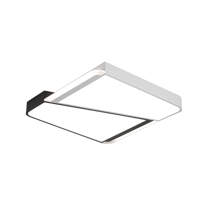 Plafonnier carré blanc avec abat-jour en acrylique, style simple, LED 18"/23,5" W, plafonnier pour chambre à coucher, blanc chaud/blanc