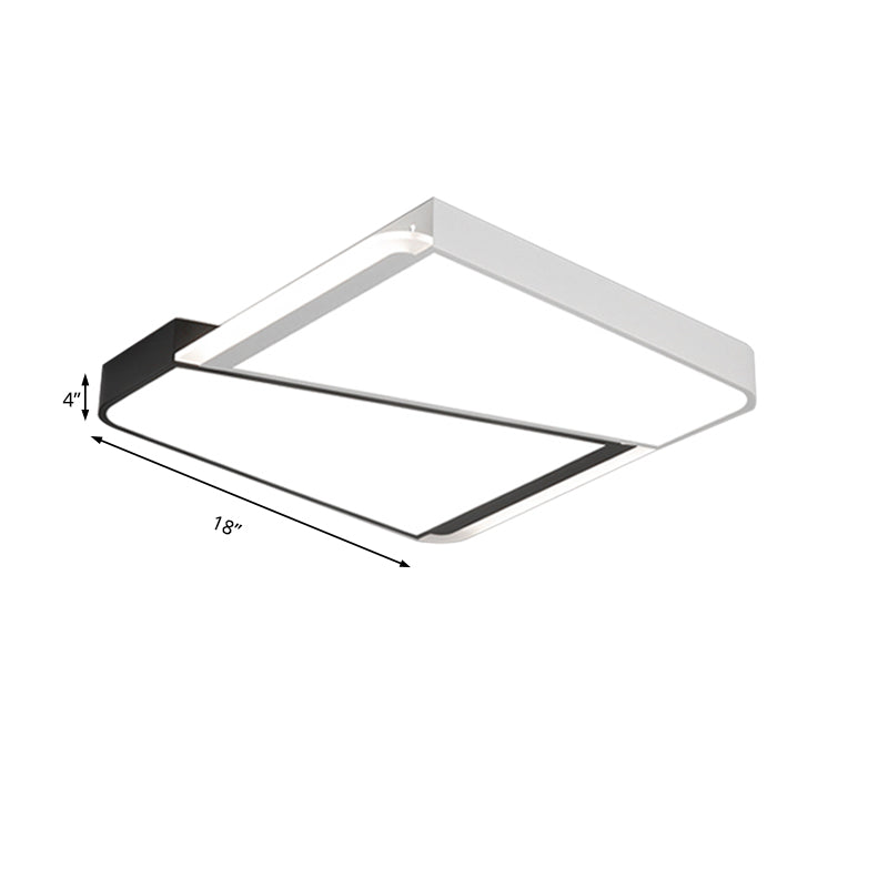 White Square Ceiling Flush Mount with Acrylic Shade Simple Style LED 18"/23.5" W Flush Mount Light for Bedroom in Warm/White