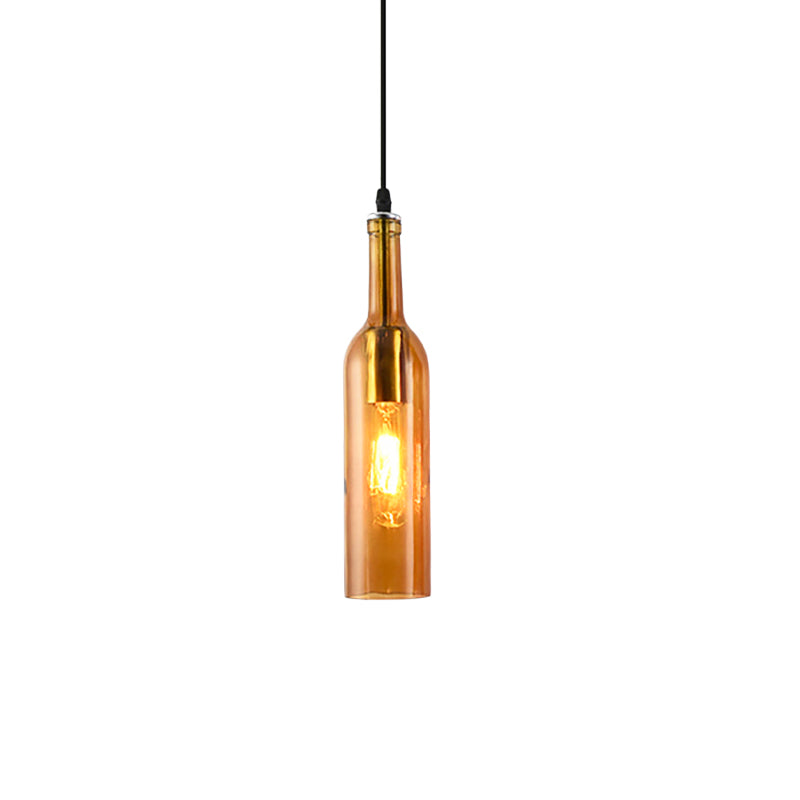 Blauw/bruin 1 licht hangende lamp vintage industriële glazen fles tint hanglamp met verstelbaar koord