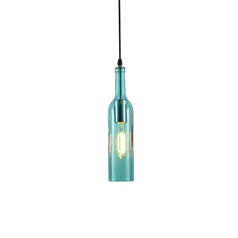 Blauw/bruin 1 licht hangende lamp vintage industriële glazen fles tint hanglamp met verstelbaar koord