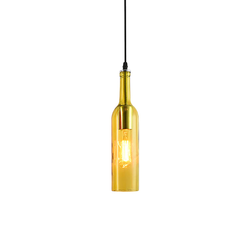 Blauw/bruin 1 licht hangende lamp vintage industriële glazen fles tint hanglamp met verstelbaar koord