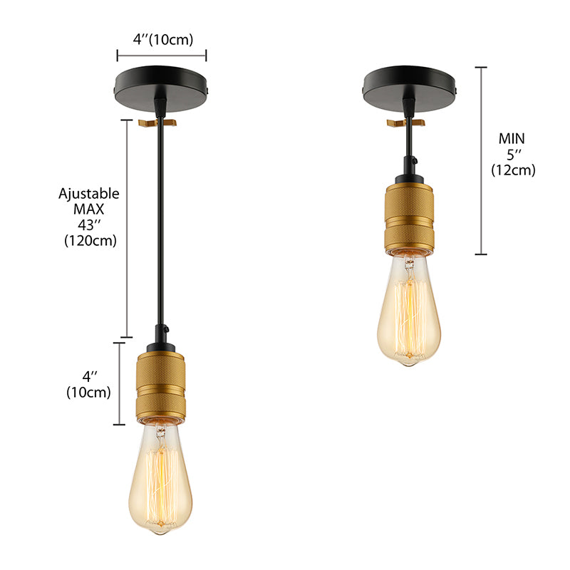 Retro Industrial Open Bulb Pendant Lighting 1 Head Iron Hanging Light Fixture with Adjustable Cord in Gold