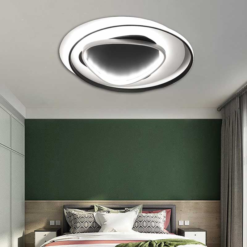 18 "/23.5" Wide Acrilico Cerchio Flushmount Luce Moderna LED Nero Soffitto Flush Luce in Caldo/Bianco Luce