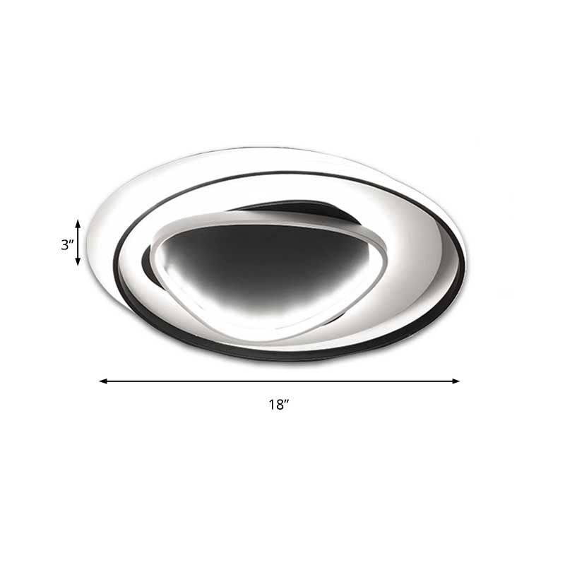 Luz empotrada circular acrílica de 18"/23,5" de ancho, luz empotrada de techo LED negra moderna en luz blanca/cálida