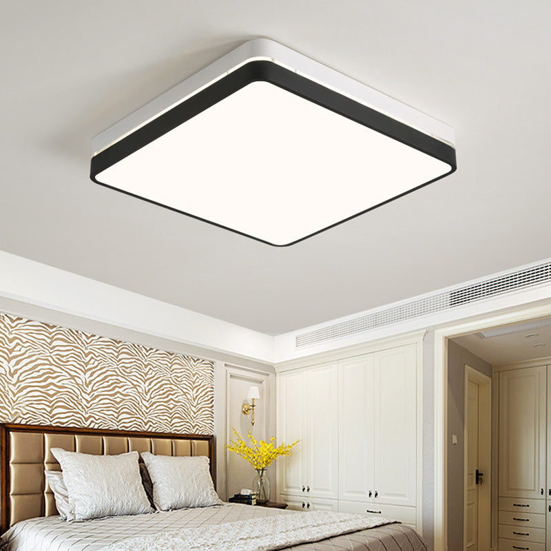 Plafoniera quadrata in bianco e nero, moderna e semplice, con paralume acrilico, illuminazione a incasso a LED per camera da letto