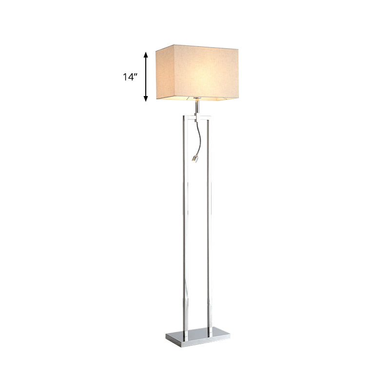 Rettangolo in tessuto Lettura Lampada da pavimento Luce in piedi contemporanea in beige con riflettori a LED