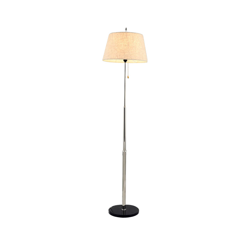 Tapered Floor Standing Lamp Modernism Fabric 1 Light Reading Floor Lamp in Beige with Base