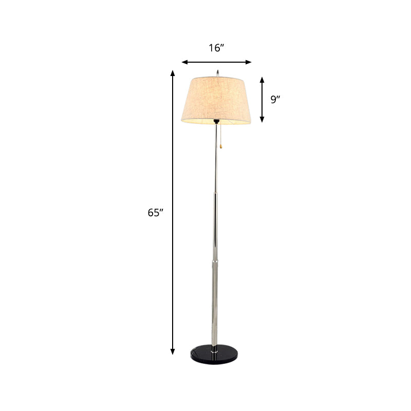 Tapered Floor Standing Lamp Modernism Fabric 1 Light Reading Floor Lamp in Beige with Base