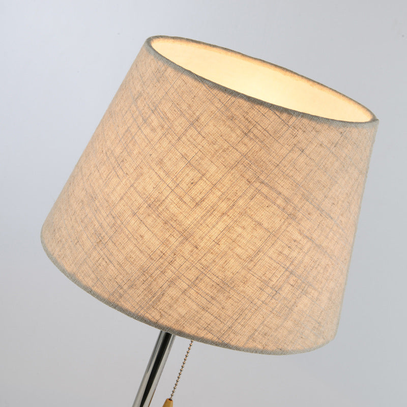 Tapered Floor Standing Lamp Modernism Fabric 1 Light Reading Floor Lamp in Beige with Base