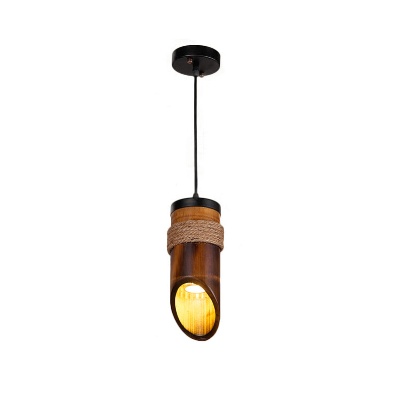 Lámpara de luz para colgar tubbo de bambú ALTABLE 1 Lámpara colgante de techo de bulbo con cuerda