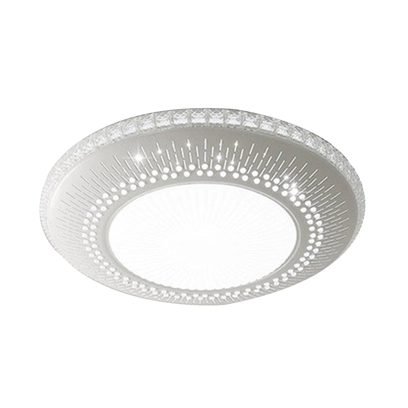 21"/25" Width Round Shade Flush Mount Fixture Contemporary Crystal Accent LED Ceiling Lamp in White Light