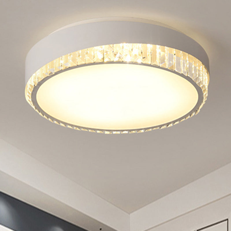 16,5 "/20.5" Wide Modern Round Flush Mount Lighting Acrylic Bedroom Flush Ceiling Light with Crystal Accent in Warm / White Light