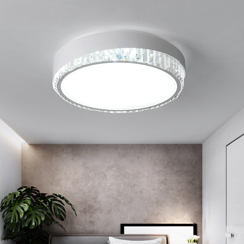 16.5"/20.5" Wide Modern Round Flush Mount Lighting Acrylic Bedroom Flush Ceiling Light with Crystal Accent in Warm/White Light