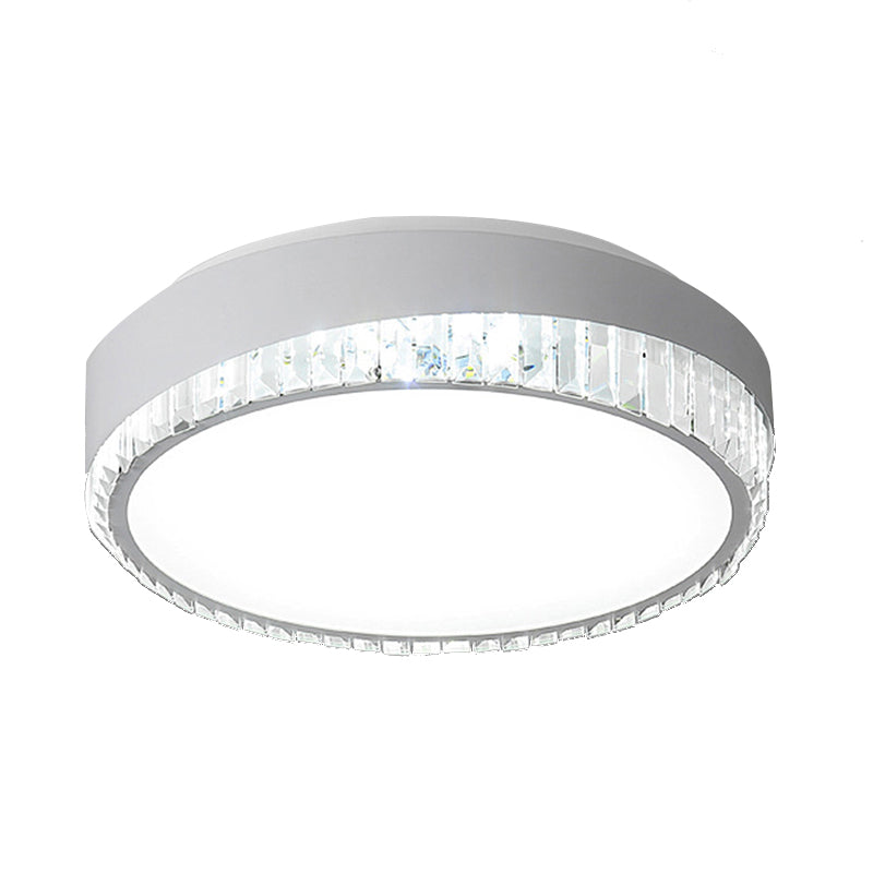 16,5 "/20.5" Wide Modern Round Flush Mount Lighting Acrylic Bedroom Flush Ceiling Light with Crystal Accent in Warm / White Light