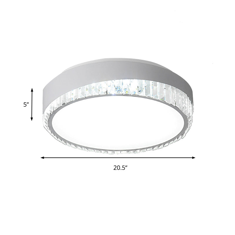 16.5"/20.5" Wide Modern Round Flush Mount Lighting Acrylic Bedroom Flush Ceiling Light with Crystal Accent in Warm/White Light