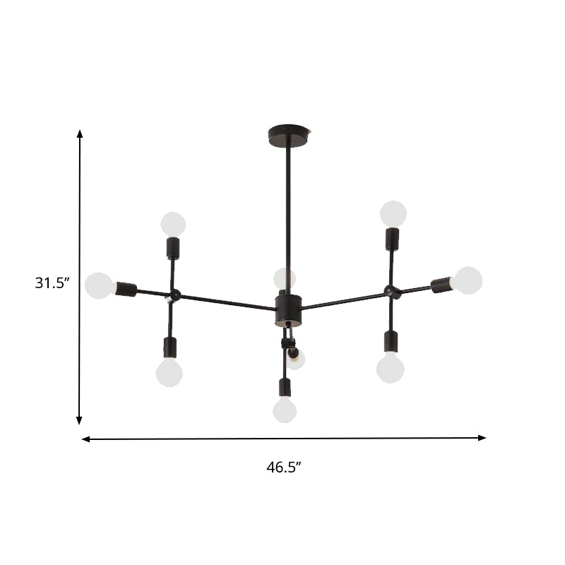 Offene Glühbirne Esszimmer Kronleuchter Lampe Industrial Metall 9/12 Lichter Schwarz/Messing Anhänger Beleuchtung